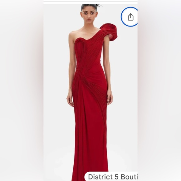Elegant One-Shoulder Red Dress size 14 - Picture 1 of 5